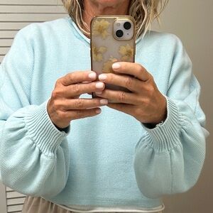Princess Polly Soft Sky Blue Crew Neck Sweater